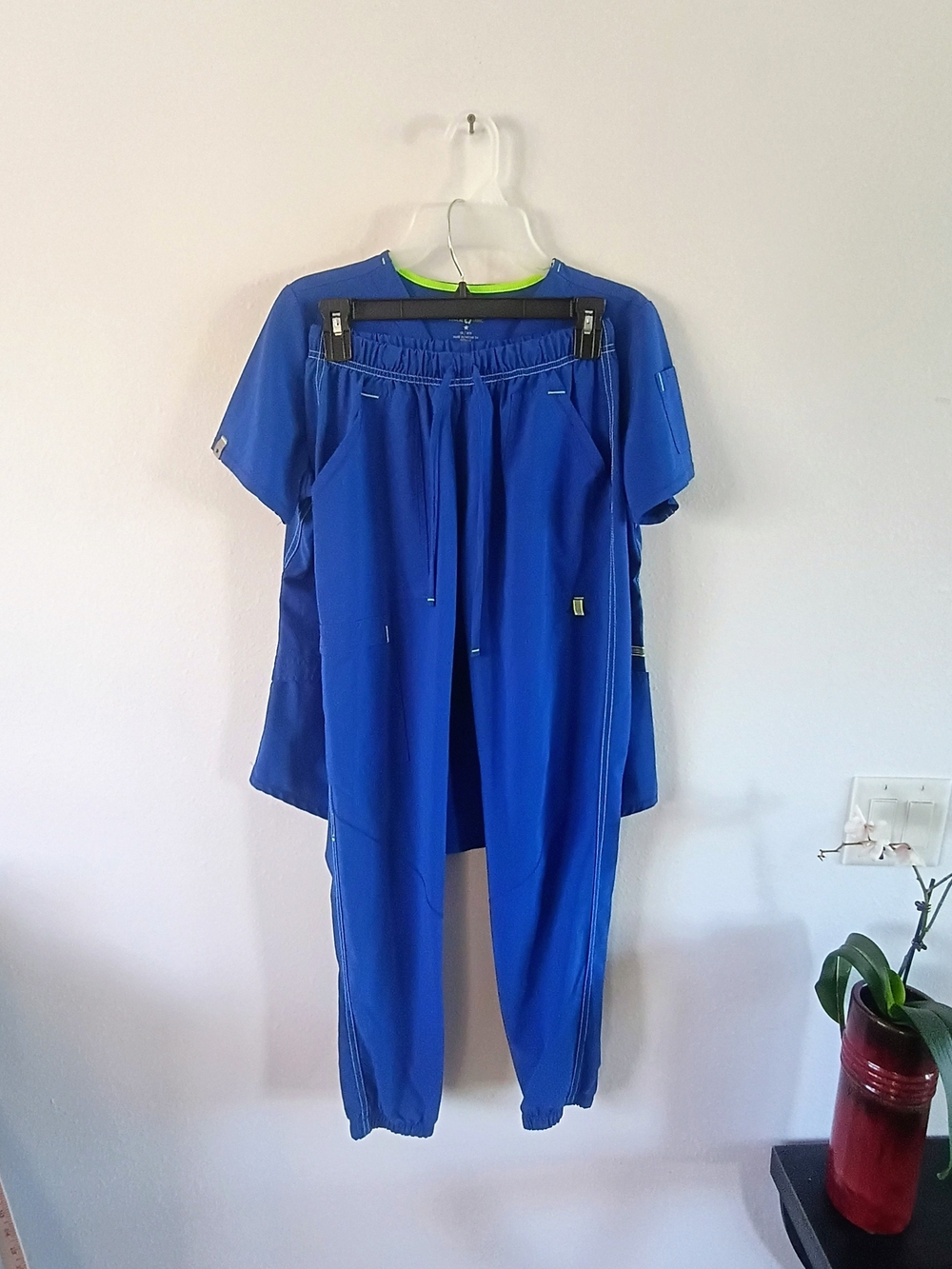 ScrubStar XS Royal Sapphire Blue Jogger Scrub Set Stretch Medical Uniform Pants